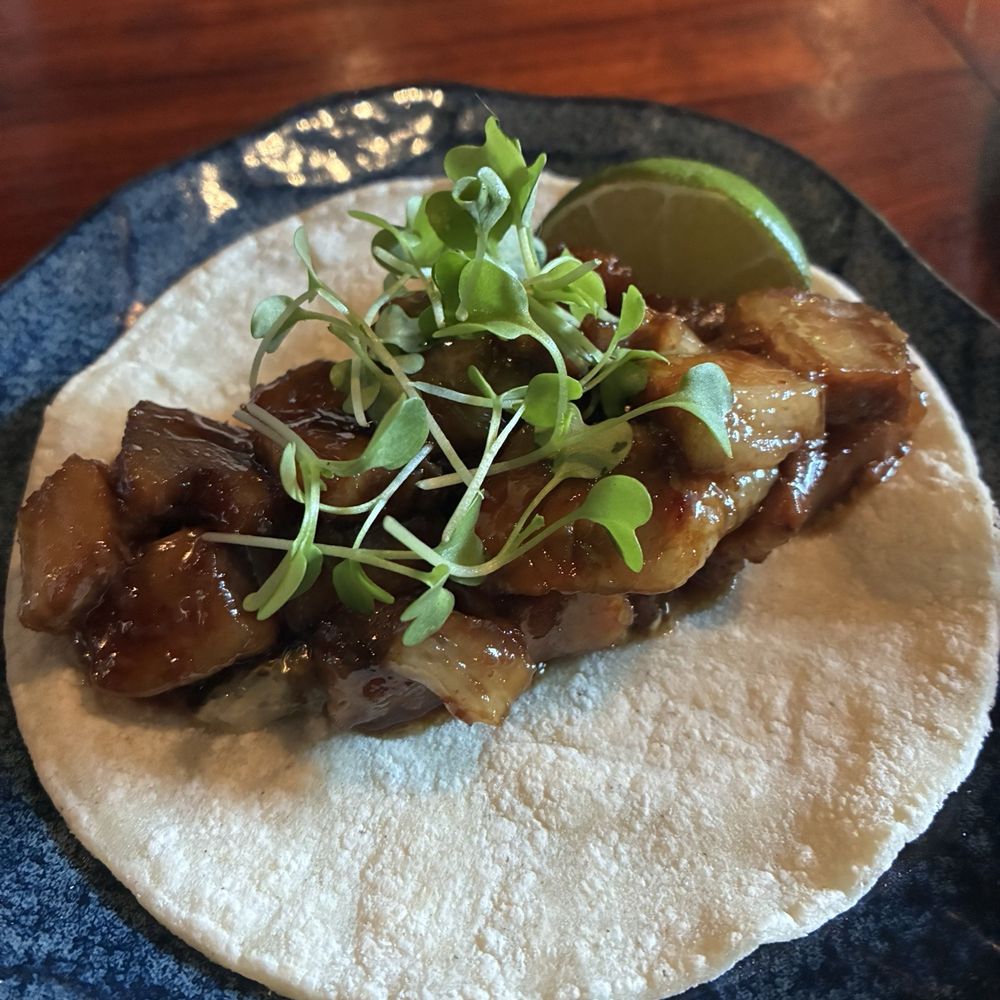 Shirubē - Kakuni Taco (Braised Pork Belly) at Shirube - Izakaya Near Me - Santa Monica, California Shirubē - Kakuni Taco (Braised Pork Belly) at Shirube - Izakaya Near Me - Santa Monica, California
