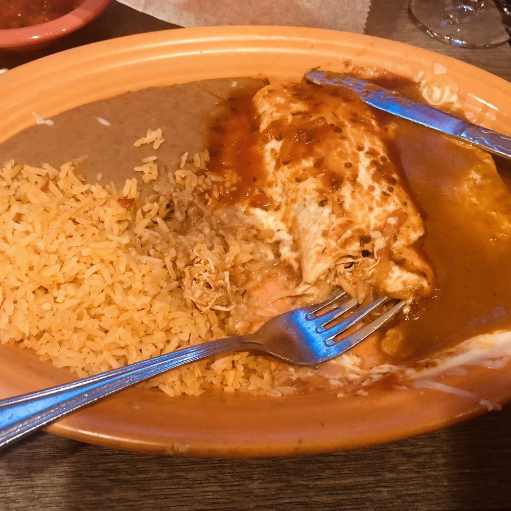 Monterrey Mexican Restaurant - Sorry I started eating before picture. Chicken burrito and enchilada, rice and refried beans with cheese sauce. - Mexican Near Me - Tucker, Georgia Monterrey Mexican Restaurant - Sorry I started eating before picture. Chicken burrito and enchilada, rice and refried beans with cheese sauce. - Mexican Near Me - Tucker, Georgia