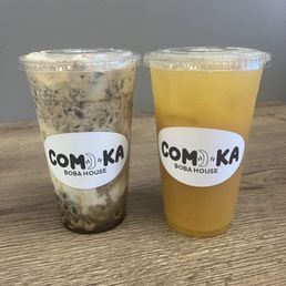 Oreo Boba Milk and mango greet tea