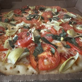 Liberty Pizza - Neapolitan (medium) pizza with added artichoke hearts. - Pizza Near Me - San Bernardino, California Liberty Pizza - Neapolitan (medium) pizza with added artichoke hearts. - Pizza Near Me - San Bernardino, California