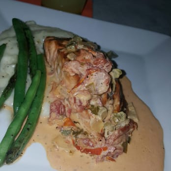 Mango Mangeaux - Salmon with string beans, mash potatoes, and i cant remember the topping.it was so yummy - New American Near Me - Hampton, Virginia Mango Mangeaux - Salmon with string beans, mash potatoes, and i cant remember the topping.it was so yummy - New American Near Me - Hampton, Virginia