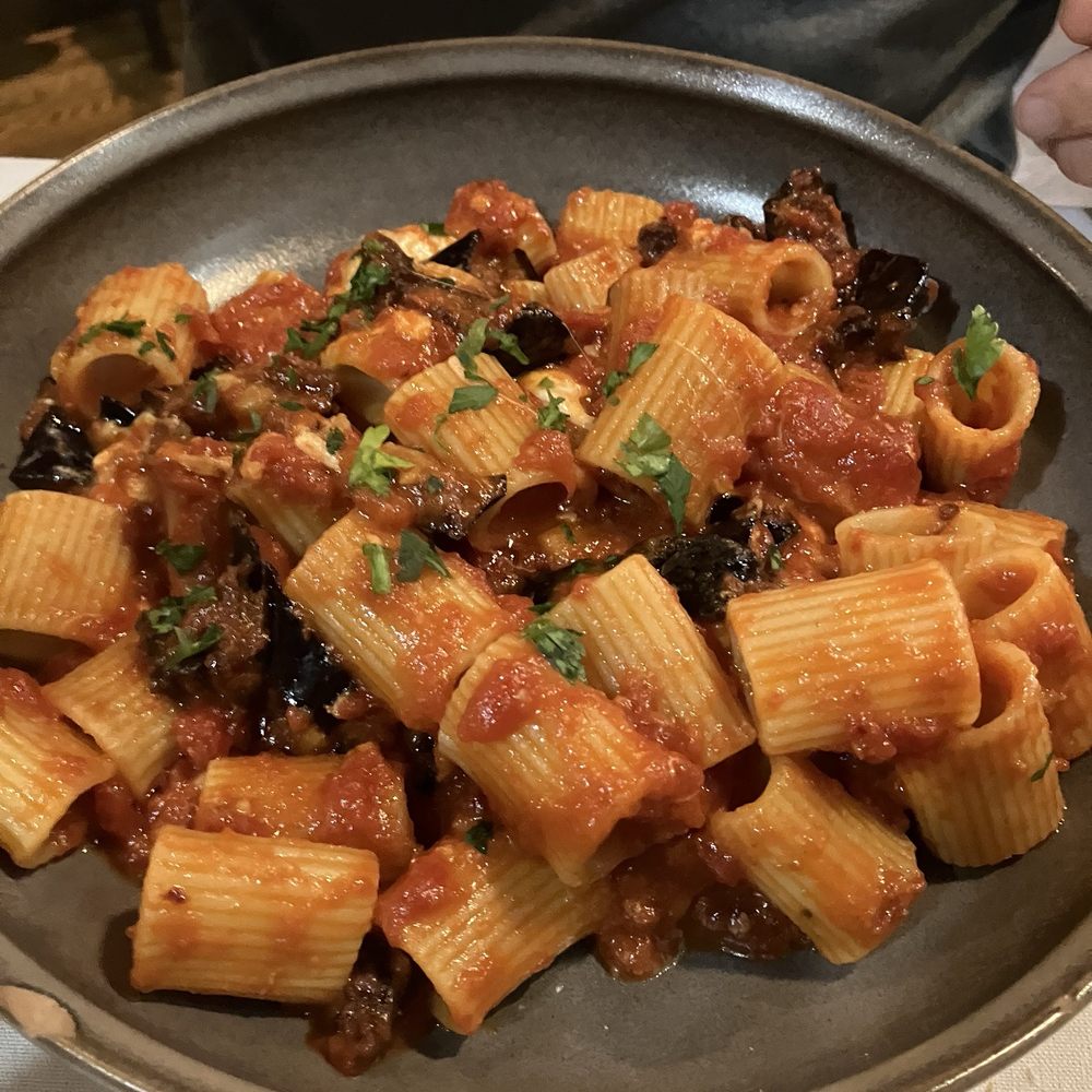 Pasta with eggplant. Pasta with eggplant.