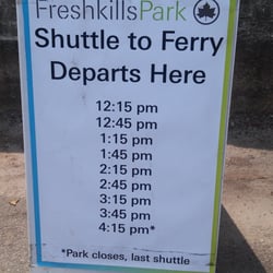 Fresh Kills Park - Shuttle schedule service back to ferry. Free