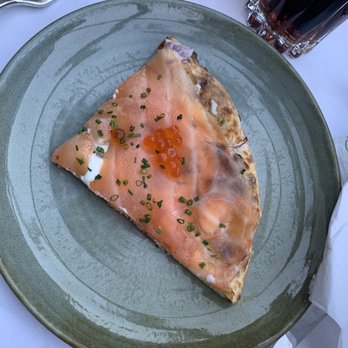 Spago - Pizza with House Cured Smoked Scottish Salmon* - New American Near Me - Beverly Hills, California