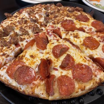 Brizio Pizza - Half double pep, half sausage and pepperoni - Pizza Near Me - Lake Forest, California Brizio Pizza - Half double pep, half sausage and pepperoni - Pizza Near Me - Lake Forest, California