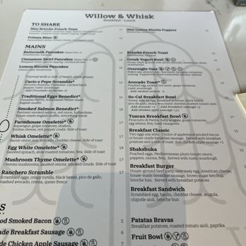 Willow & Whisk - Menu - Breakfast & Brunch Near Me - Wyckoff, New Jersey Willow & Whisk - Menu - Breakfast & Brunch Near Me - Wyckoff, New Jersey