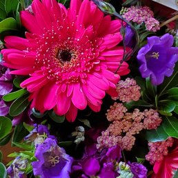 Hot pink and purple flowers. Hot pink and purple flowers.