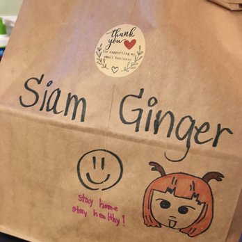Siam Ginger - They hand-decorated our takeout bag! - Thai Near Me - Somerville, Massachusetts