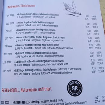 Weinhaus Michel - Ausschnitt Weinkarte - Wine Bars Near Me - Mainz, RP