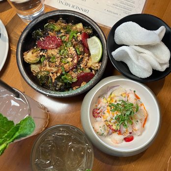 NEP Cafe - Seafood Ceviche and Crispy Brussel Sprouts (IG & TT: @takeonefortheroad) - Breakfast & Brunch Near Me - Irvine, California