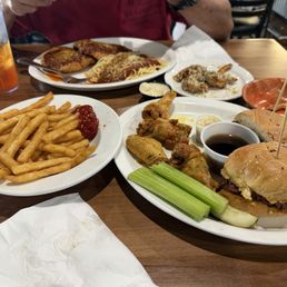 chix parm, fried shrimp, beef on weck and some lemon pepper wings.