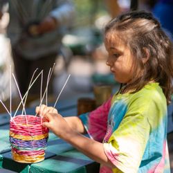 Oakland Feather River Camp - Basket-weaving art activity!