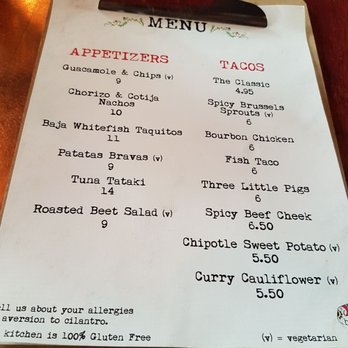 Burro Tacos - Menu pg 1 - Mexican Near Me - Burlington, Ontario