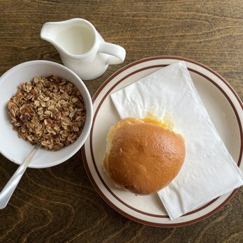 Flying Machine Avionics - Granola and egg sandwich. Look at how small the portions are! - Coffee & Tea Near Me - Champaign, Illinois