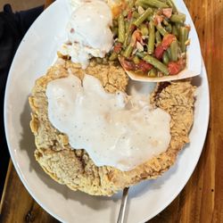The Texas Star Inn - Chicken Fried Steak, green beans, mashed potatoes