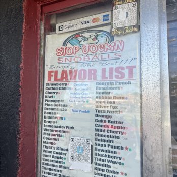 Stop Jockin Snoballs - Sno-Ball Menu - Fast Food Near Me - New Orleans, Louisiana