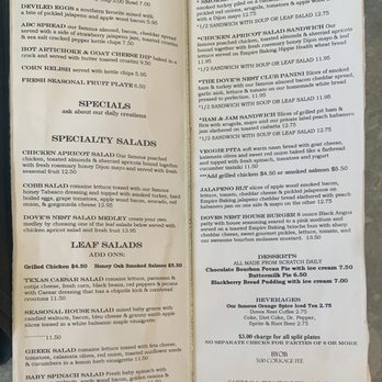 The Dove's Nest - Menu Nov 2023 - New American Near Me - Waxahachie, Texas