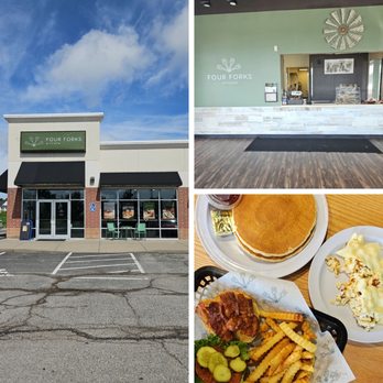 Four Forks Kitchen - Breakfast: Pancake, Eggs, Turkey Sausage.  Lunch: Grilled Chicken Sandwich & Fries. - American Near Me - Erlanger, Kentucky
