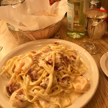 Dave's Italian Kitchen - Carbonara with fettuccini (with shrimp) - Pizza Near Me - Evanston, Illinois