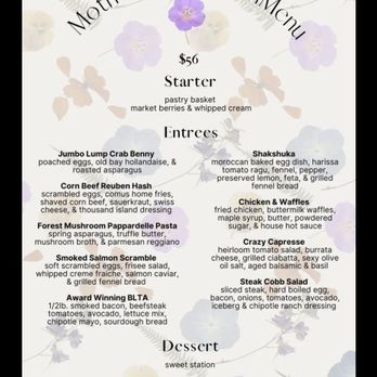 The Comus Inn - Mother's Day Menu - New American Near Me - Dickerson, Maryland