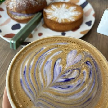 Kasama - Oh, Hot Yam! (Ube and Coconut Latte), Ube Ensaymada and Ube and Huckleberry Basque Cake - Filipino Near Me - Chicago, Illinois Kasama - Oh, Hot Yam! (Ube and Coconut Latte), Ube Ensaymada and Ube and Huckleberry Basque Cake - Filipino Near Me - Chicago, Illinois
