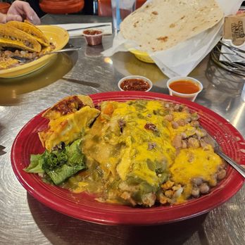 Duran Central Pharmacy - Taco tamale and cheese enchilada and beans green chili - Mexican Near Me - Albuquerque, New Mexico