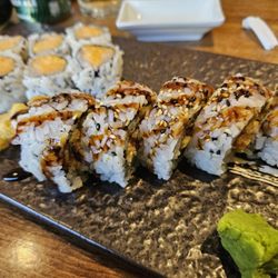 Kisso Asian Bistro - Spicy scallop roll (back) & spider roll (front)