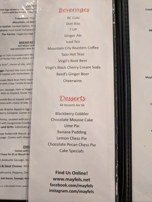 Menu photo 6 Mayfel's Asheville, NC
