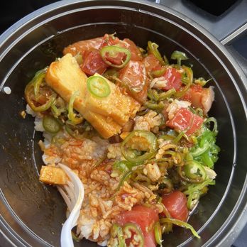 Poke Star Sushi - Signature Poke bowl w/ 3 protein scoops after a couple bites. The spicy poke sauce was very spicy, but it was a good poke bowl overall! - Sushi Bars Near Me - San Leandro, California Poke Star Sushi - Signature Poke bowl w/ 3 protein scoops after a couple bites. The spicy poke sauce was very spicy, but it was a good poke bowl overall! - Sushi Bars Near Me - San Leandro, California