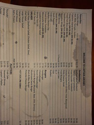 Menu photo 6 Captain Archie's North Myrtle Beach, SC