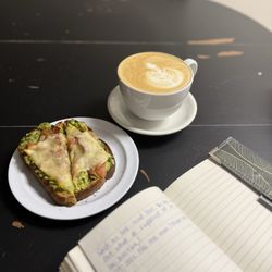 The Cracked Pot Coffee Shop - Honey lavender latte and loaded avocado toast