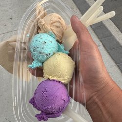 Dug & Betty’s Ice Creamery - Ice cream flight: caramel crunch, cookie monster, pistachio, ube