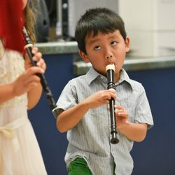 Saturday Conservatory Of Music - Music Jungle students learning the recorders for their recital.