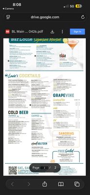 Menu photo 1 Bar Louie Tustin, CA