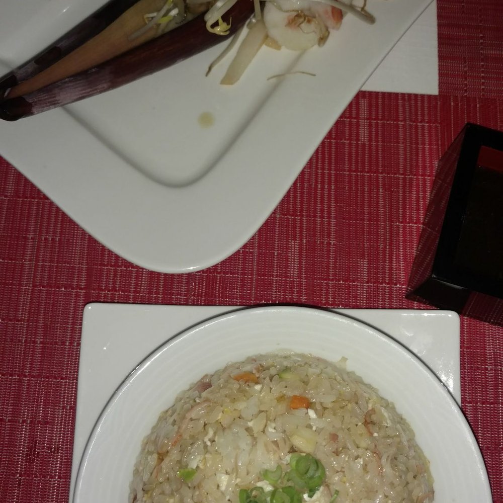 Gong - Cha Han fried rice and a view of the banana leaf salad... Both were tasty, small dishes! - Asian Fusion Near Me - Nuevo Vallarta, NAY