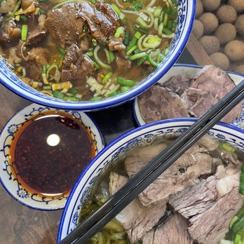 Calan Beef Noodle - Hand Pulled Noodle in Braised Beef Soup & Hand Pulled Noodle with pickled sour mustard in beef soup. - Chinese Near Me - Calgary, Alberta