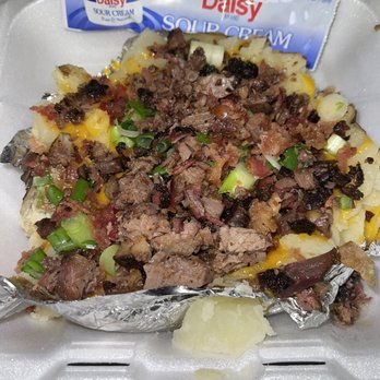 Baked or Fried - a meal in a styrofoam container - New American Near Me - Bryan, Texas