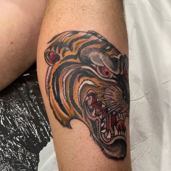 Old Towne Tattoo Parlor - American Traditional Tiger - Tattoo Near Me - Orange, California