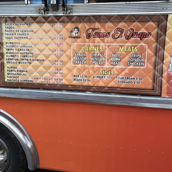 Tacos El Guapo - The menu. They have amazing food here! Definitely one of the best tacos trucks I've been to! - Food Trucks Near Me - Lodi, California