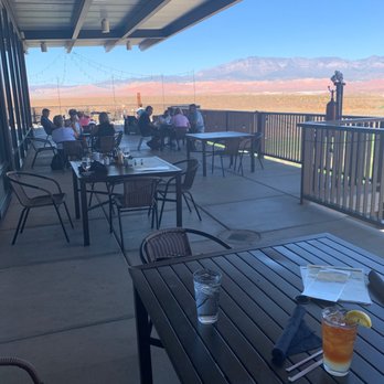 Sand Hollow Resort - They have a nice outside spot to sit down and eat with loads of shade and social distance. - Golf Near Me - Hurricane, Utah