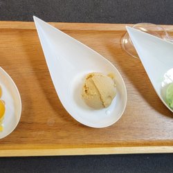 Little Bickle  - Trio sampler of homemade ice cream! From left to right: Sweet Potato, Guinness Stout and Sea Moss, and Scotch Bonnet