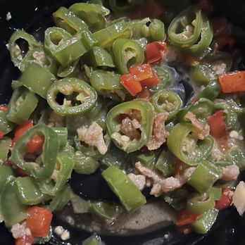 Wula Buhuan - Leftover jalapeños from the Wula Chicken - Szechuan Near Me - Houston, Texas