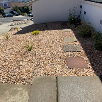 Flores Landscaping - Completed rock installation with drought tolerant plants - Landscaping Near Me