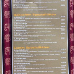 Bhatura - Speisekarte Seite 2