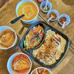 Step 1 : Grilled Chicken
Step 2 : --Pick Your Curry-- (Sauce On Side)
Step 3 : White Rice
Step 4 : Thai Papaya Salad