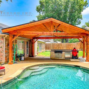 Tesoro Property Solutions - Here we added this patio cover along with an outdoor kitchen and an extended concrete foundation. - Masonry/Concrete Near Me Tesoro Property Solutions - Here we added this patio cover along with an outdoor kitchen and an extended concrete foundation. - Masonry/Concrete Near Me