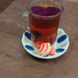 Free desert sample and hot tea