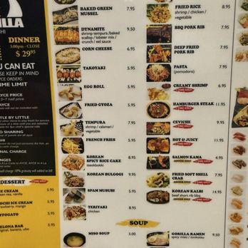 Gorilla Sushi - Menu - Sushi Bars Near Me - Las Vegas, Nevada