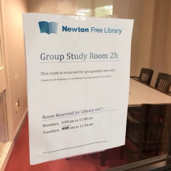 Newton Free Library - The group study room ('reserved for group study only'!!) that is not a group study room according to Newton free library.. - Libraries Near Me - Newton, Massachusetts Newton Free Library - The group study room ('reserved for group study only'!!) that is not a group study room according to Newton free library.. - Libraries Near Me - Newton, Massachusetts