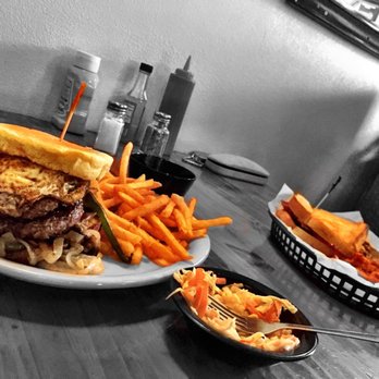 Hilo Burger Joint - Double hamburger, fried egg, mushrooms, onions, green peppers, lettuce and tomatoes.  BLT with a burger patty and kimchee. - Burgers Near Me - Hilo, Hawaii